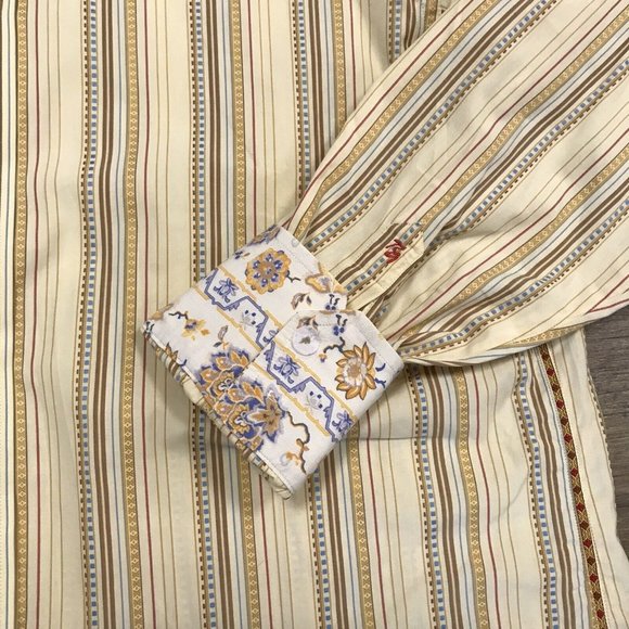 Robert Graham Button Up Shirt Mens Size XL Long Sleeves Flip Cuff Striped India - Picture 5 of 10